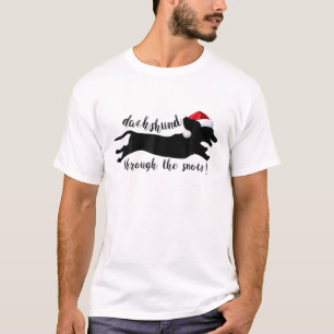 Vrolijk kerstdachshund door sneeuw t-shirt