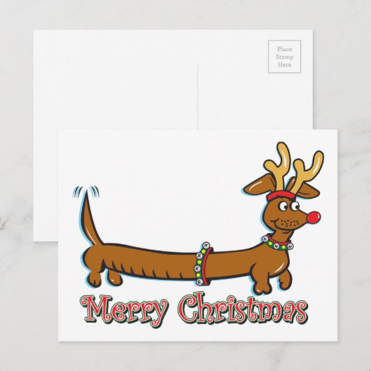 Vrolijk kerstdachshund feestdagenkaart (Voorkant / Achterkant)