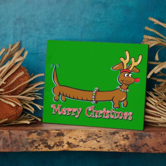 Vrolijk kerstdachshund fotoplaat (Zijkant)