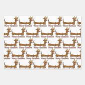 Vrolijk kerstdachshund inpakpapier vel (Voorkant 3)