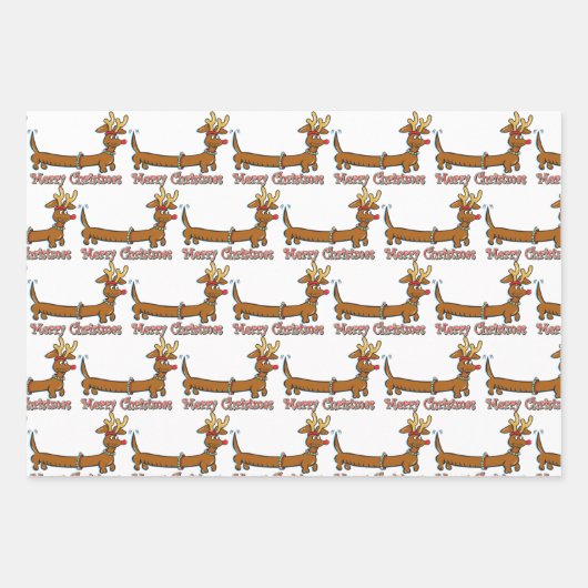 Vrolijk kerstdachshund inpakpapier vel (Voorkant 3)