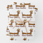 Vrolijk kerstdachshund inpakpapier vel (In situ)