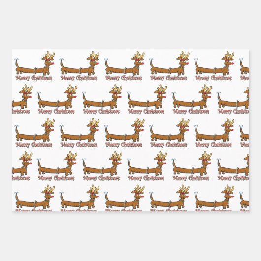 Vrolijk kerstdachshund inpakpapier vel (Voorkant)