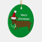 Vrolijk kerstdachshund keramisch ornament (Rechts)