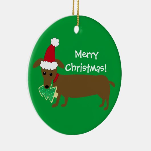 Vrolijk kerstdachshund keramisch ornament (Rechts)