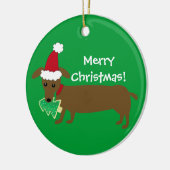 Vrolijk kerstdachshund keramisch ornament (Links)