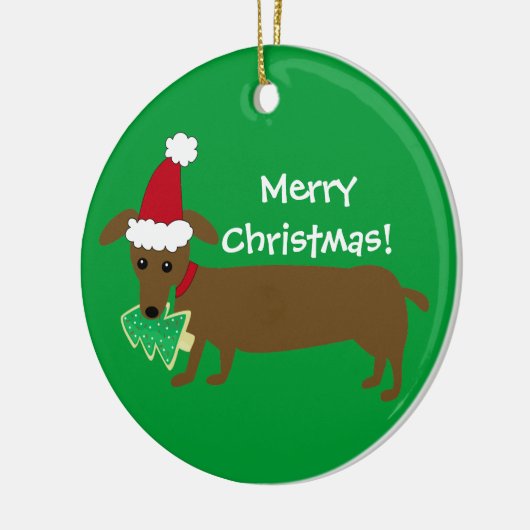 Vrolijk kerstdachshund keramisch ornament (Links)