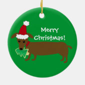 Vrolijk kerstdachshund keramisch ornament (Achterkant)
