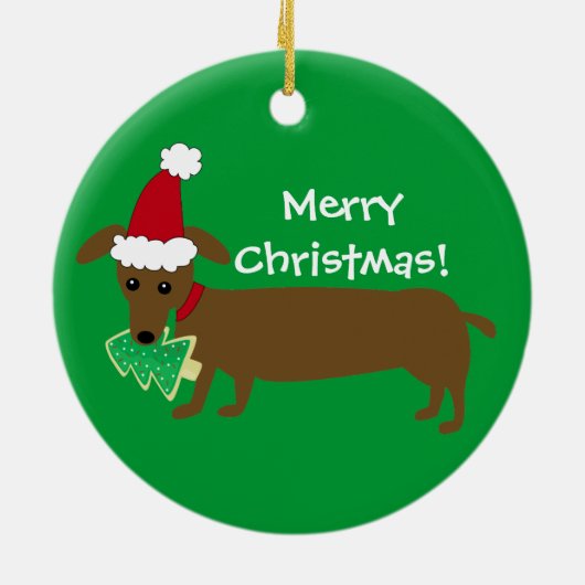 Vrolijk kerstdachshund keramisch ornament (Achterkant)