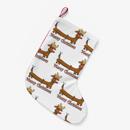 Vrolijk kerstdachshund kleine kerstsok (Voorkant (Hangend))