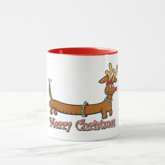 Vrolijk kerstdachshund mok (Midden)