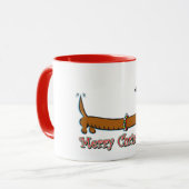 Vrolijk kerstdachshund mok (Voorkant links)