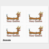 Vrolijk kerstdachshund rechthoekige sticker (Vel)