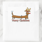 Vrolijk kerstdachshund rechthoekige sticker (Tas)