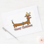 Vrolijk kerstdachshund rechthoekige sticker (Envelop)