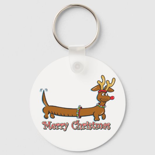 Vrolijk kerstdachshund sleutelhanger (Voorkant)