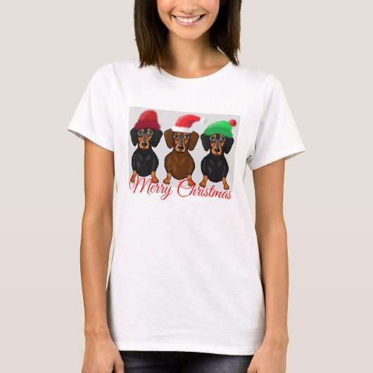 Vrolijk kerstdachshund t-shirt (Voorkant)