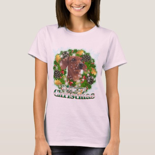 Vrolijk kerstdachshund t-shirt (Voorkant)