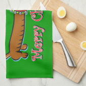 Vrolijk kerstdachshund theedoek (Quarter Fold)