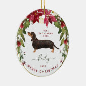 Vrolijk kerstdachshund | Voeg de foto van uw hond  Keramisch Ornament (Rechts)