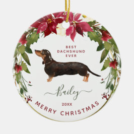 Vrolijk kerstdachshund | Voeg de foto van uw hond  Keramisch Ornament