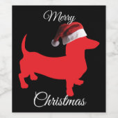 Vrolijk kerstdachshund wijn etiket (Enkel label)