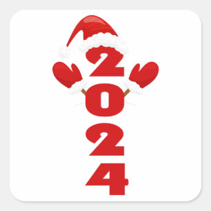 Vrolijk kerstdag, Kerstmis 2024 cadeaus Vierkante Sticker