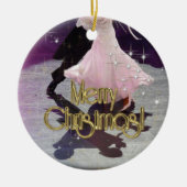 Vrolijk kerstdansers keramisch ornament (Voorkant)