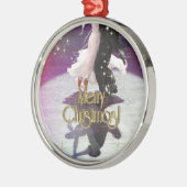 Vrolijk kerstdansers metalen ornament (Links)