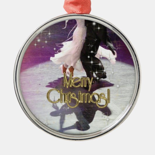 Vrolijk kerstdansers metalen ornament (Voorkant)