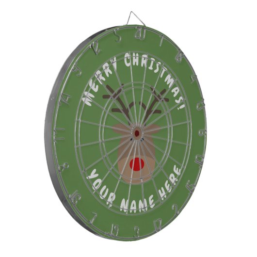 Vrolijk kerstdartboard met Rudolf de rendier Dartbord (Voorkant Links)