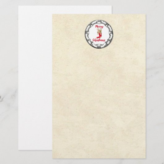 Vrolijk kerstddybeer in Lijst Briefpapier (Voorkant / Achterkant)