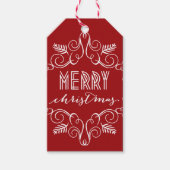 Vrolijk kerstdeco laat feestelijk gebladerte foto cadeaulabel (Voorkant)