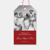 Vrolijk kerstdeco laat feestelijk gebladerte foto cadeaulabel (Achterkant)