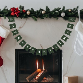 Vrolijk kerstdecor eenvoudig modern vlaggetjes