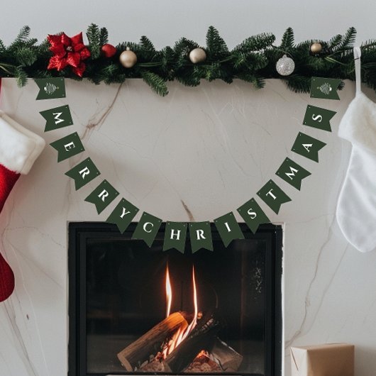 Vrolijk kerstdecor eenvoudig modern vlaggetjes