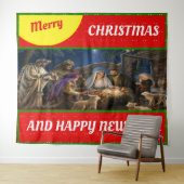 Vrolijk kerstdecor muur en ramen Tapestry Wandkleed (In Situ (horizontaal))
