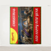 Vrolijk kerstdecor muur en ramen Tapestry Wandkleed (Voorkant)