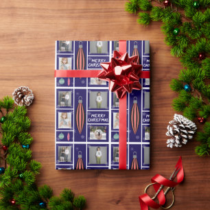 Vrolijk kerstdecoratie 4 aangepaste foto cadeaupapier