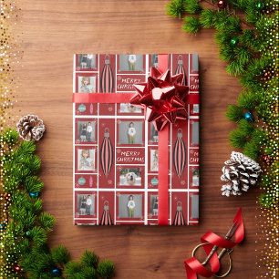 Vrolijk kerstdecoratie 4 aangepaste foto cadeaupapier