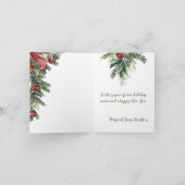 Vrolijk Kerstdennenbos Bough Rode Ornamenten Kegel Feestdagen Kaart (Binnen)