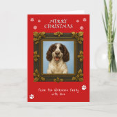 Vrolijk kerstdier foto rood feestdagen kaart (Voorkant)