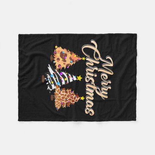 Vrolijk Kerstdier Print Tree Wildlife Safari Fleece Deken (Voorkant (Horizontaal))