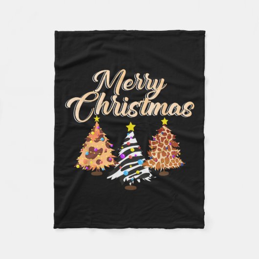 Vrolijk Kerstdier Print Tree Wildlife Safari Fleece Deken (Voorkant)
