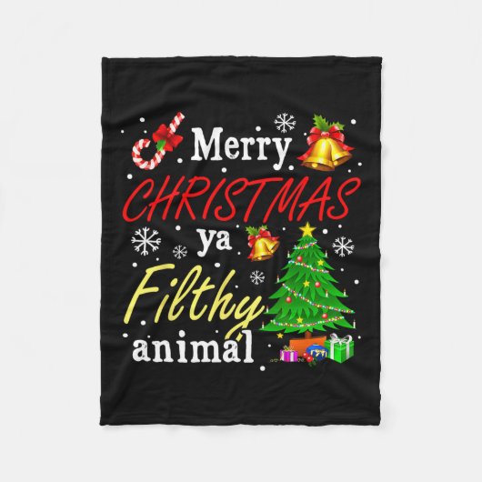 Vrolijk kerstdier smerig Ya grappig kerstgezin Fleece Deken (Voorkant)