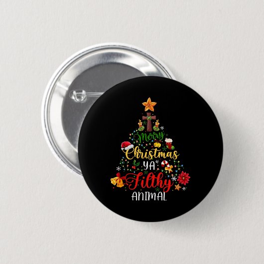 Vrolijk kerstdier smerig Ya grappig kerstgezin Ronde Button 5,7 Cm (Voorkant /achterkant)