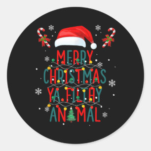 Vrolijk Kerstdier Vuile Ya Xmas Familie Pajam Ronde Sticker