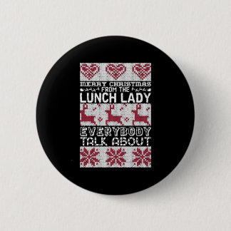 Vrolijk kerstdiner dame iedereen praat over ronde button 5,7 cm