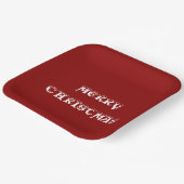 Vrolijk kerstdiner donkerrood papieren bordje (Gebogen)