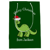 Vrolijk kerstdinosaurus in Santa Hat Custom Kinder Medium Cadeauzakje (Voorkant)